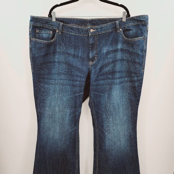 Old Navy The Diva Low Waist Flare Denim Jeans Dark Wash Plus Size 26 Long - Picture 3 of 11